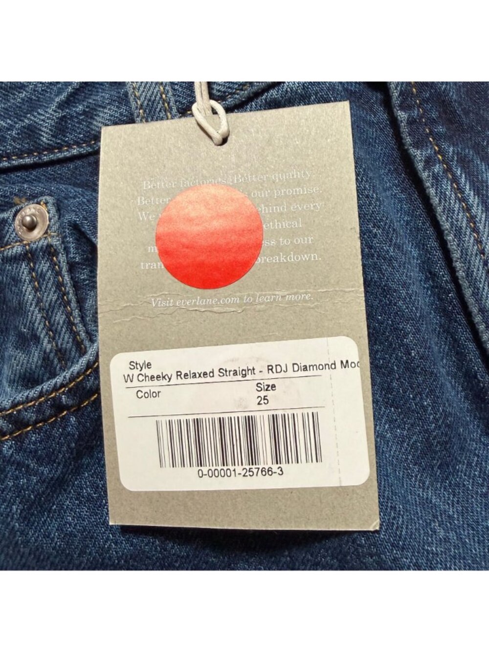 Everlane The Cheeky Relaxed Straight Jeans Women's Size 25 Regular NWT - Picture 3 of 5